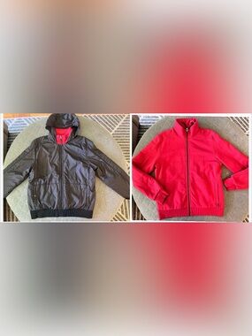 HUGO BOSS Large Reversible Bomber Jacket Hidden Hood Lk New